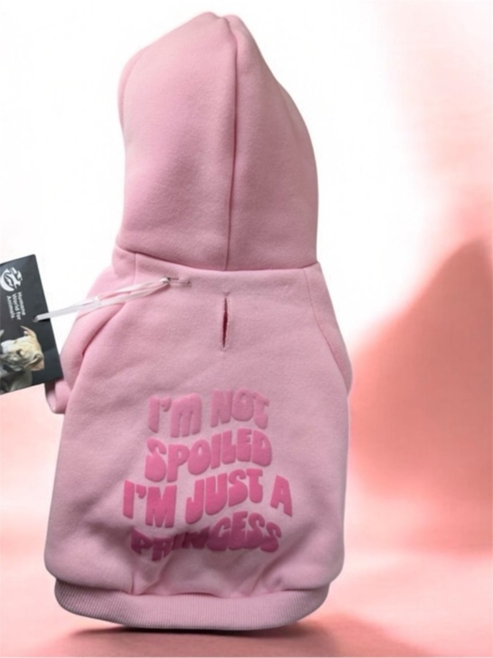 pink hooded pet sweatshirt text "I'm Not Spoiled I'm Just a princess…XS